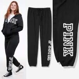 PINK Victoria's Secret Black Jogger Pants EUC